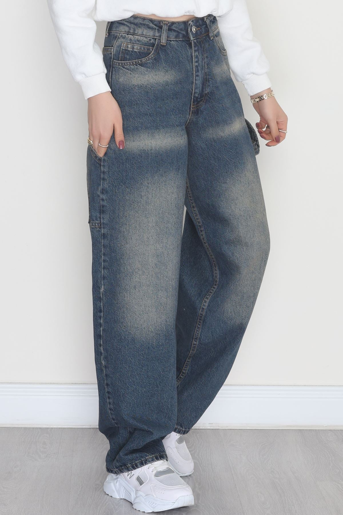 Carpenter Detaylı Baggy Kot Pantolon Tintyıkama - 40087.1184.