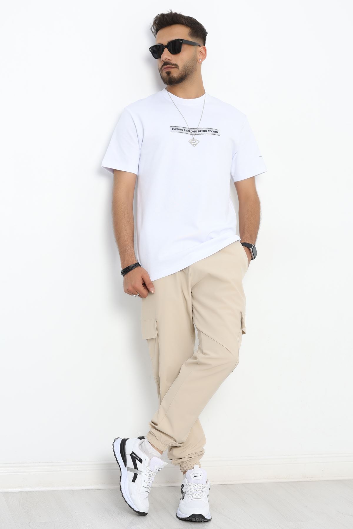 Baskılı Double Face Erkek Tişört Beyaz - 41975.2048.