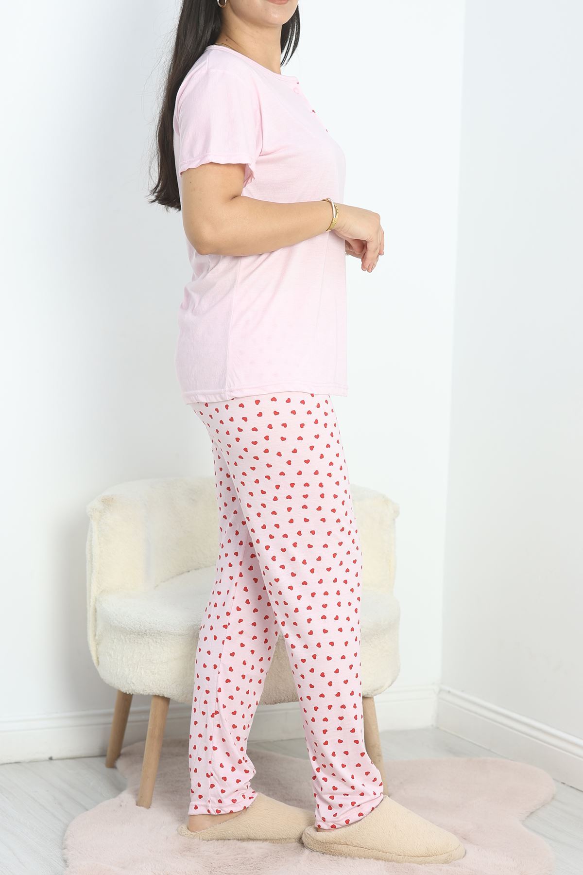 Büyük Beden Pijama Takımı Pembekırmızı - 40810.1050.