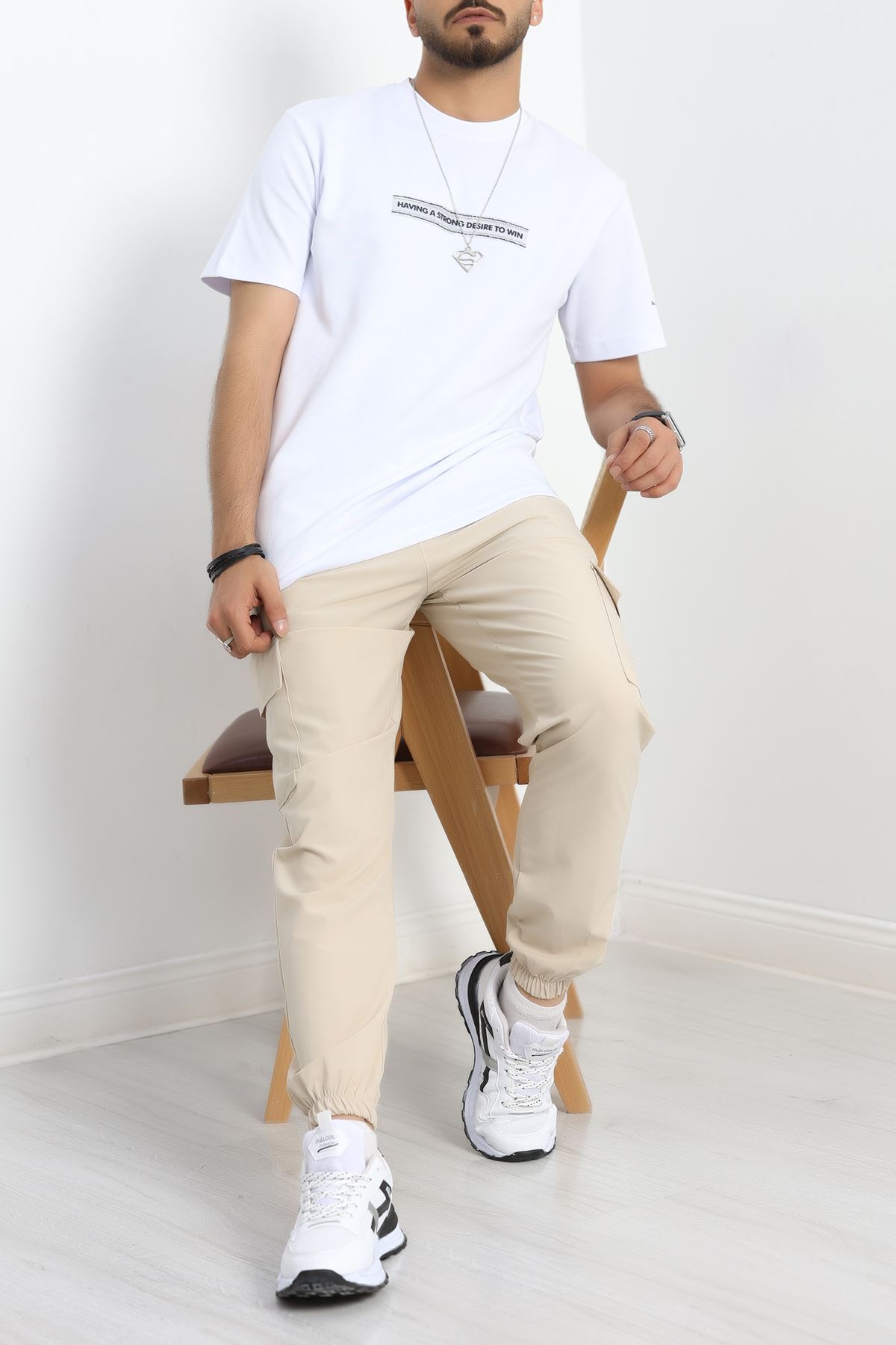 Baskılı Double Face Erkek Tişört Beyaz - 41975.2048.