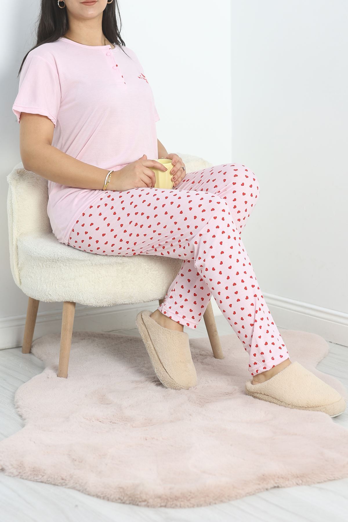 Büyük Beden Pijama Takımı Pembekırmızı - 40810.1050.
