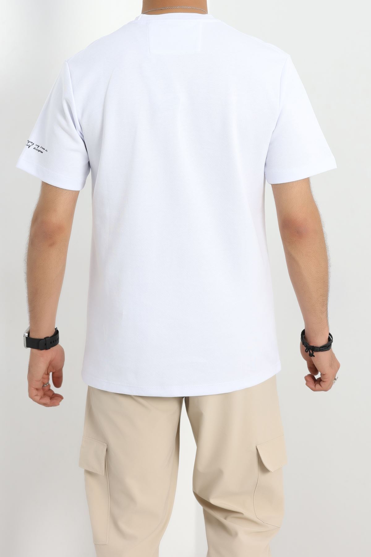 Baskılı Double Face Erkek Tişört Beyaz - 41975.2048.