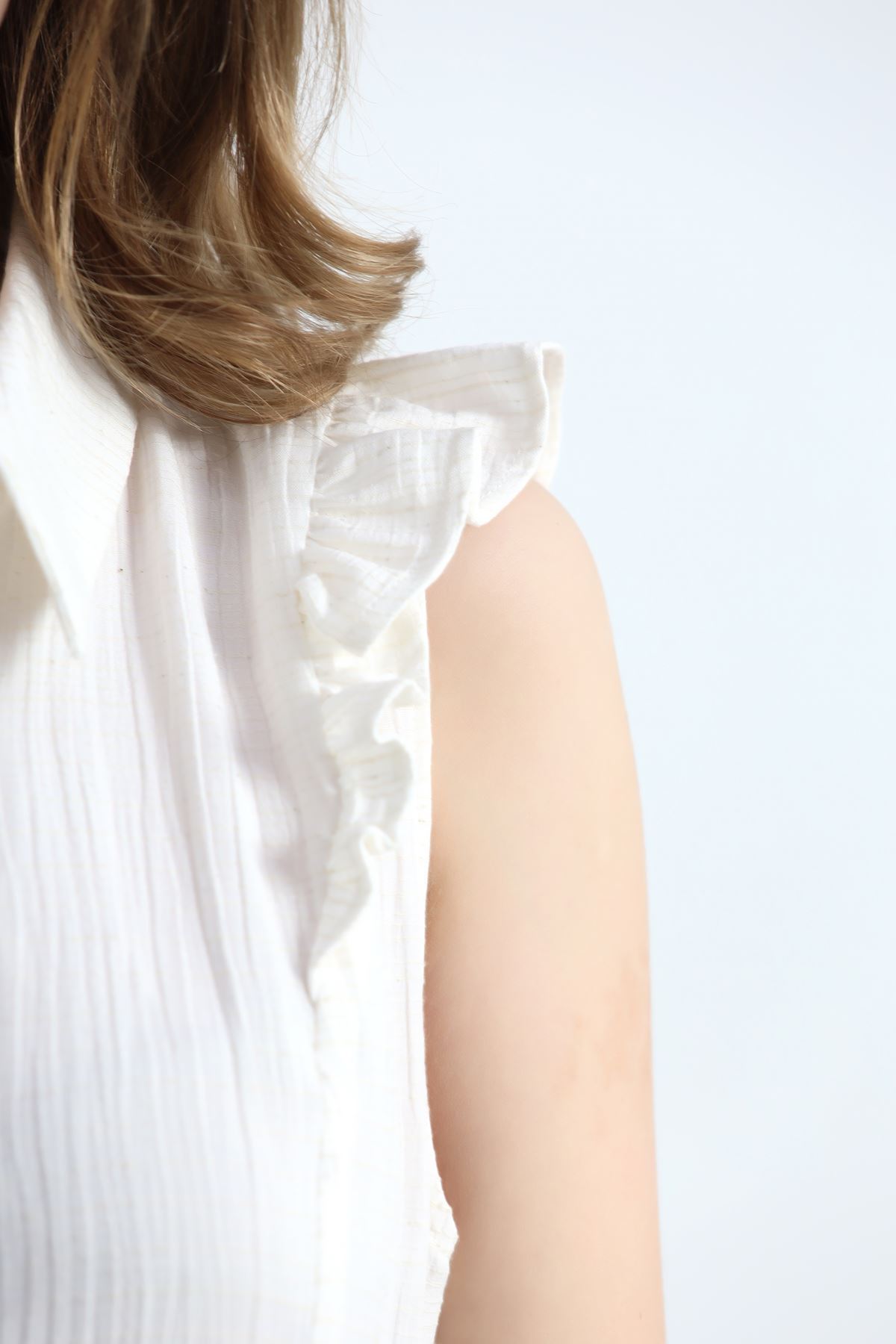 Fırfırlı Kemerli Elbise Beyaz - 19524.1775.