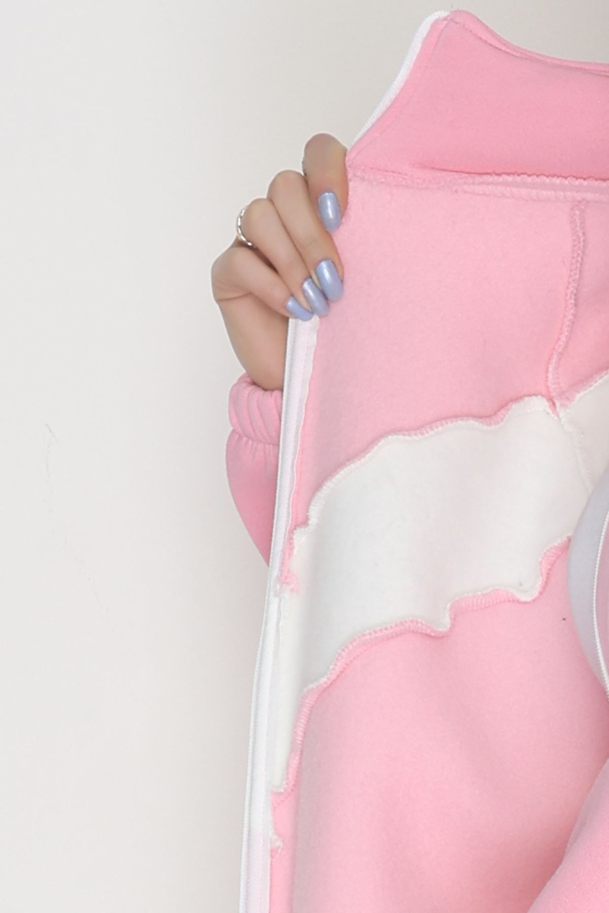 3 İplik Kompakt Fermuarlı Eşofman Takım Pembeekru - 42523.1878.