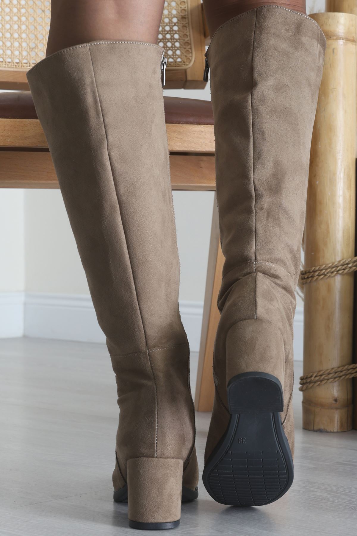 6 Cm Topuklu Uzun Çizme Süetvizon - 42645.264.