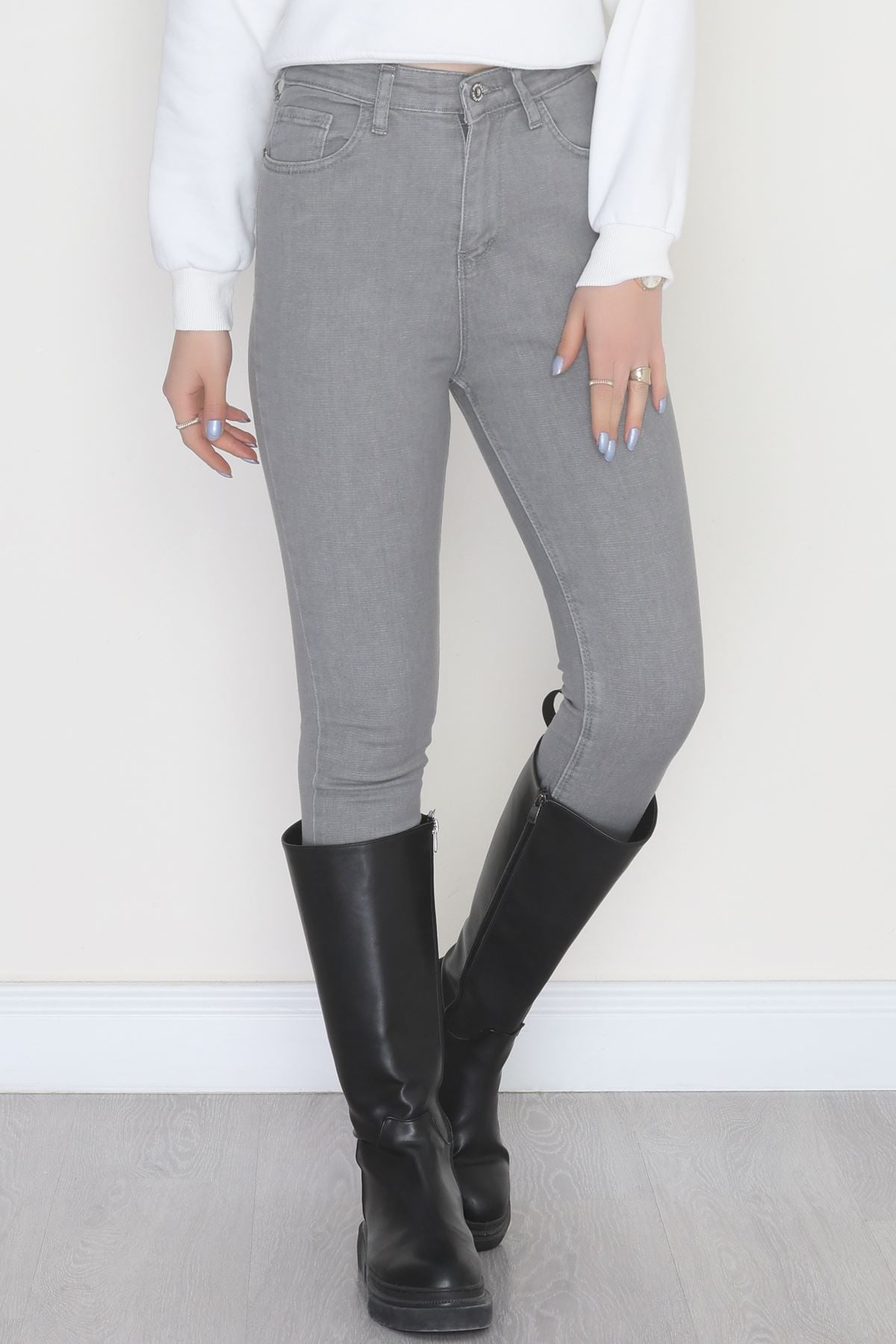 Dar Paça Kot Pantolon Gri - 31593.2112.