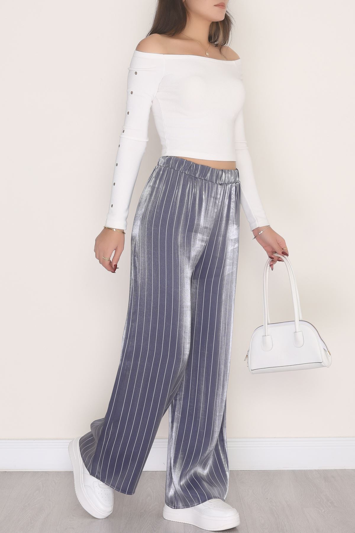 Beli Lastikli Saten Pantolon Antrasit - 4109.1595.