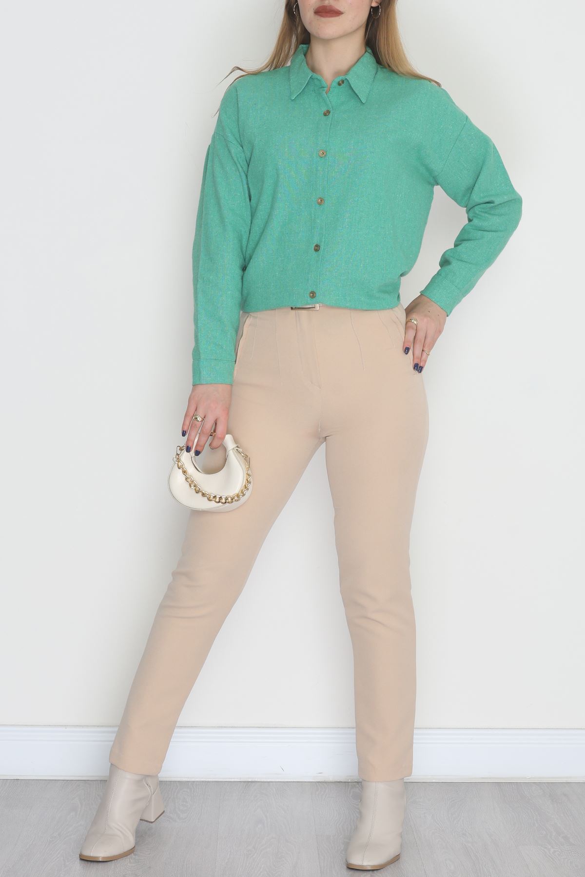 Oversize Gömlek Yeşil - 0010.053.