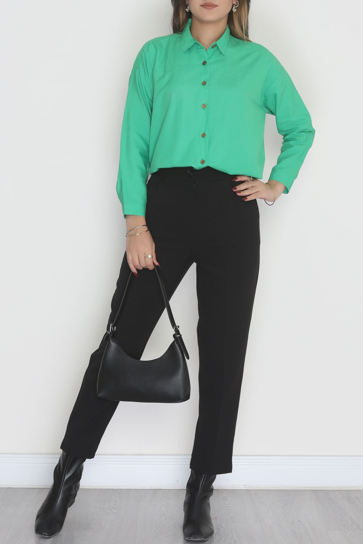 Oversize Gömlek Yeşil1 - 0012.053.