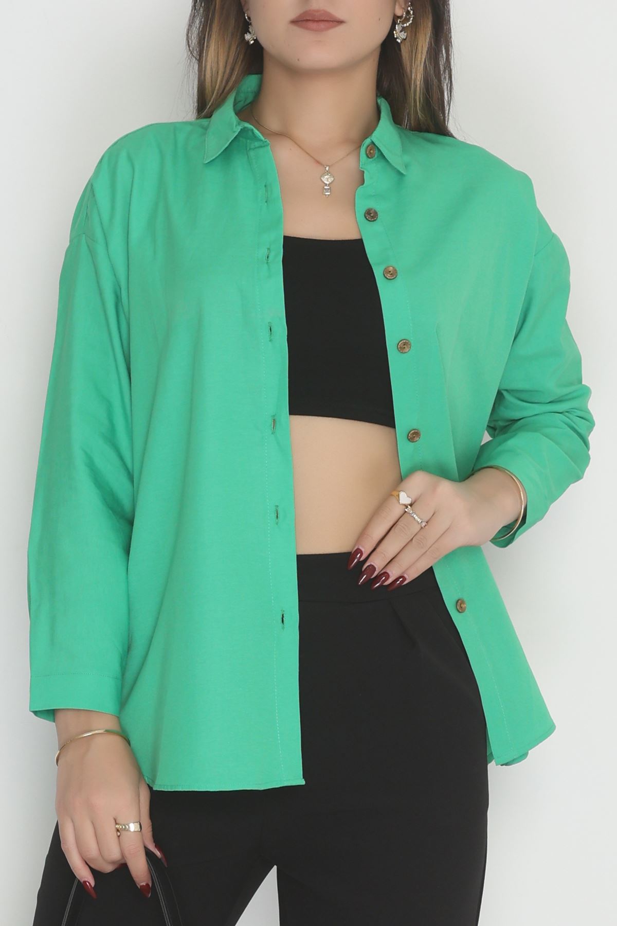 Oversize Gömlek Yeşil1 - 0012.053.