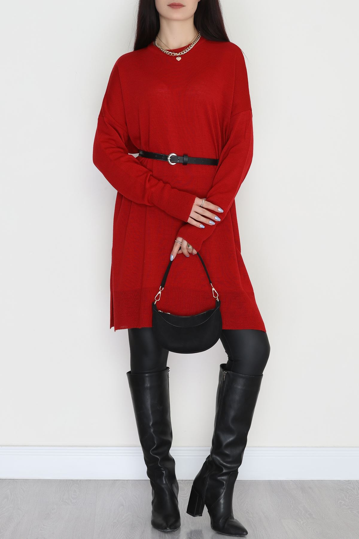 Bisiklet Yaka Triko Kırmızı - 42735.1766.