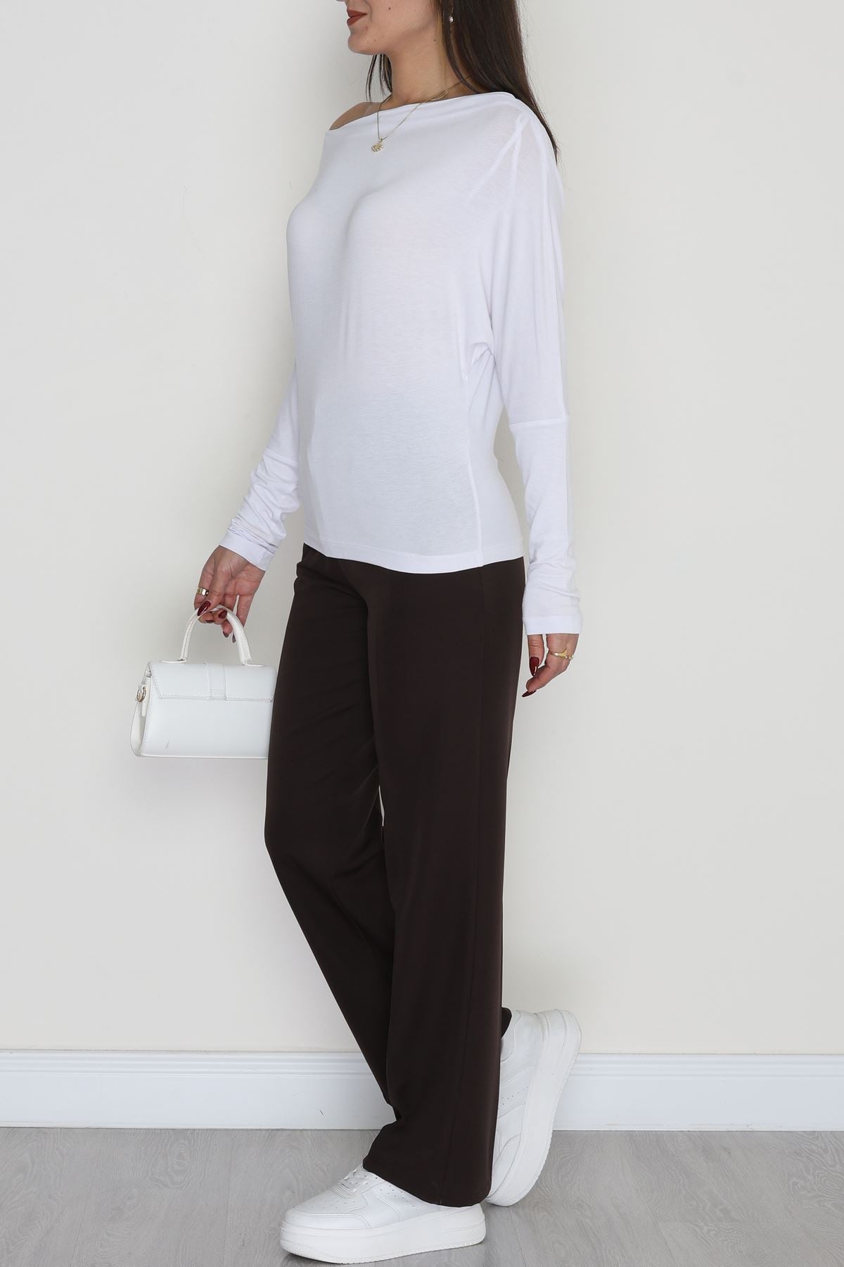 Omuz Düşümlü Asimetrik Bluz Beyaz - 22153.200.