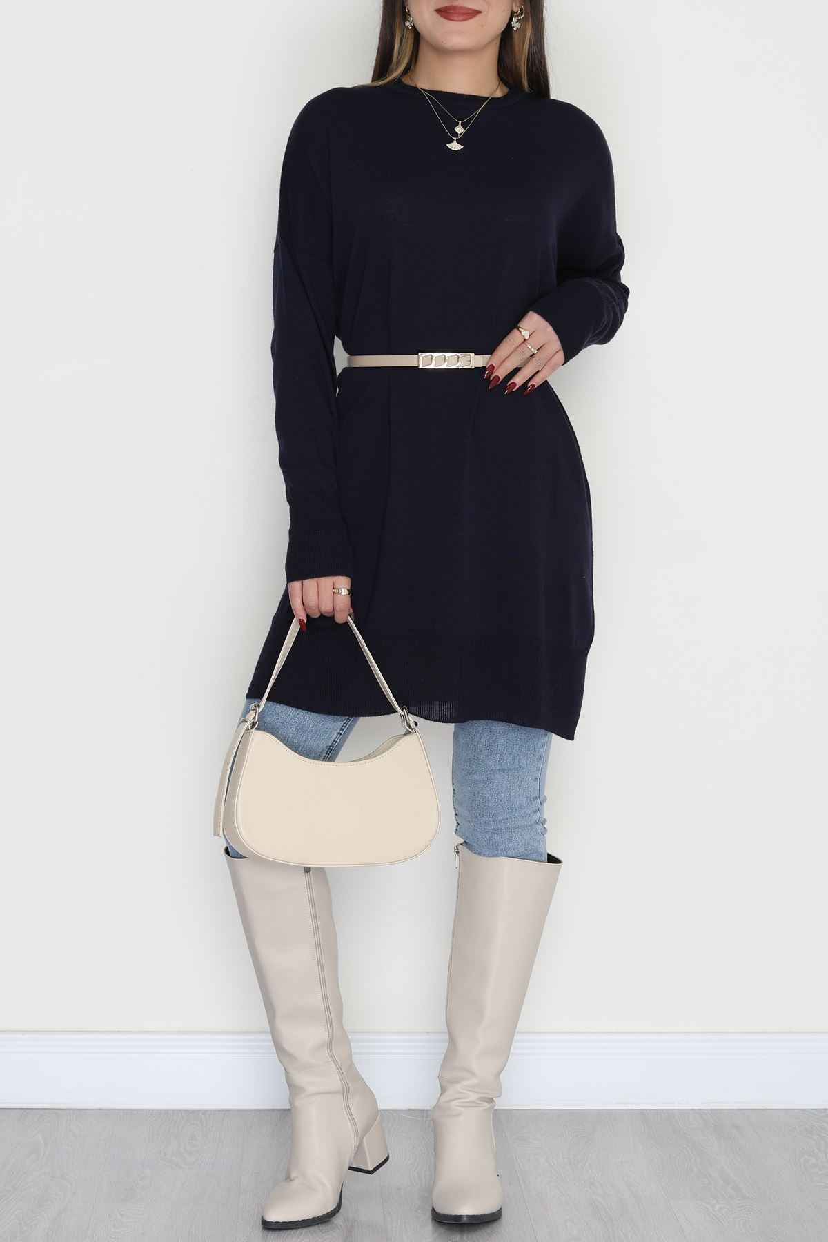 Bisiklet Yaka Triko Lacivert - 42735.1766.