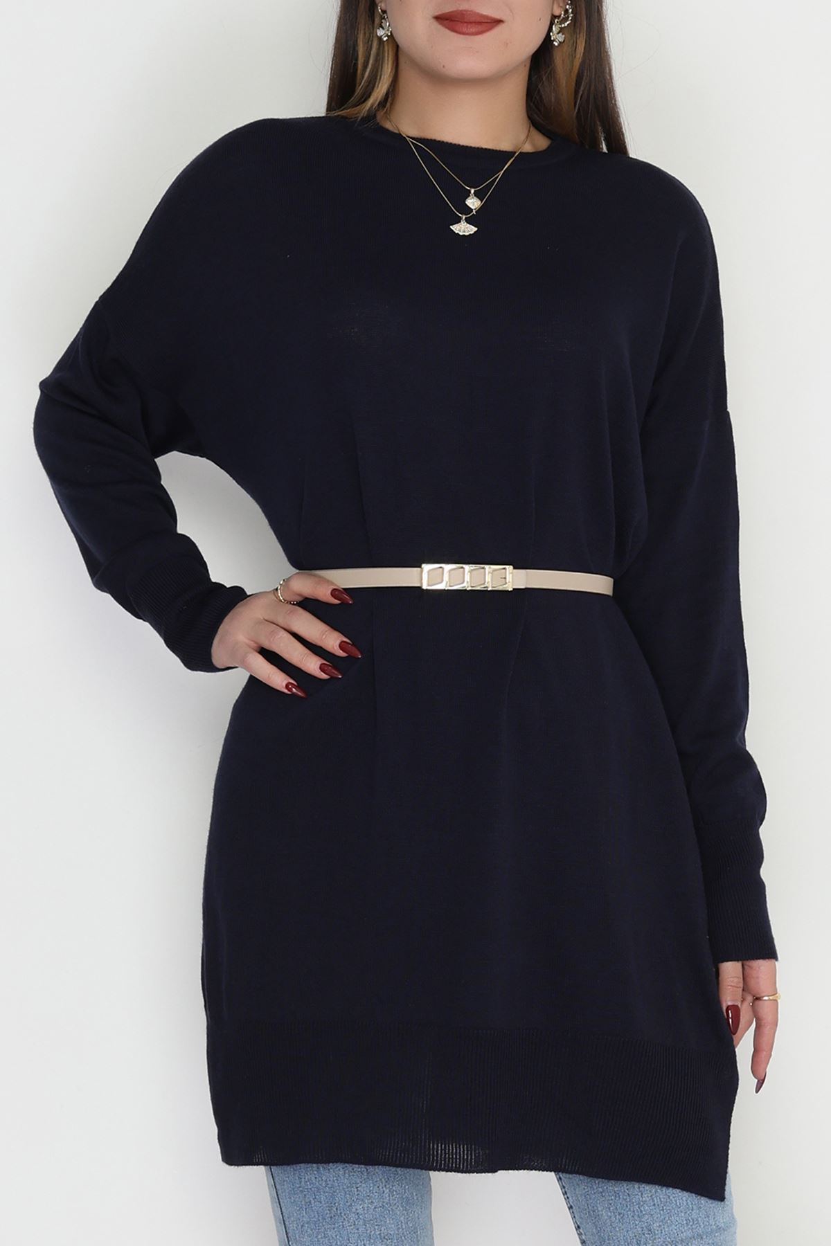 Bisiklet Yaka Triko Lacivert - 42735.1766.