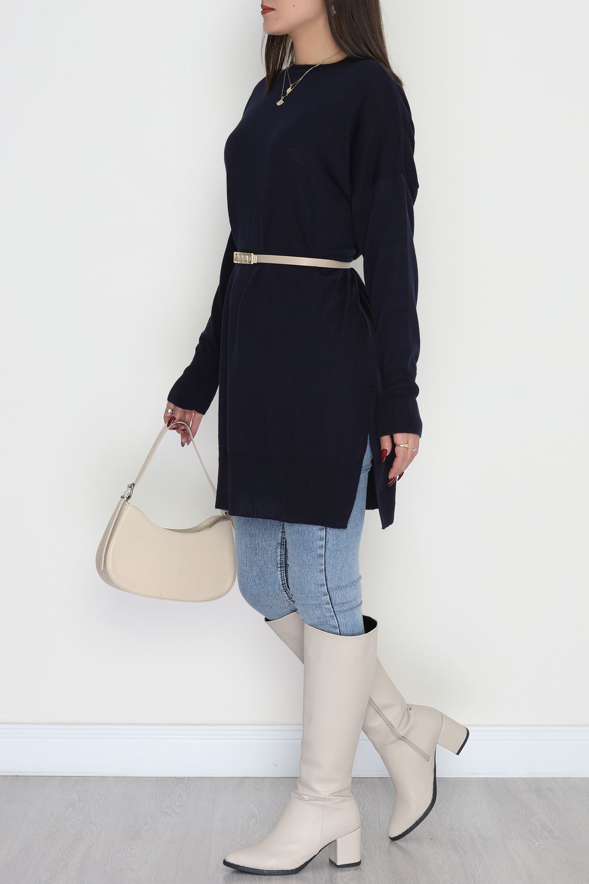 Bisiklet Yaka Triko Lacivert - 42735.1766.