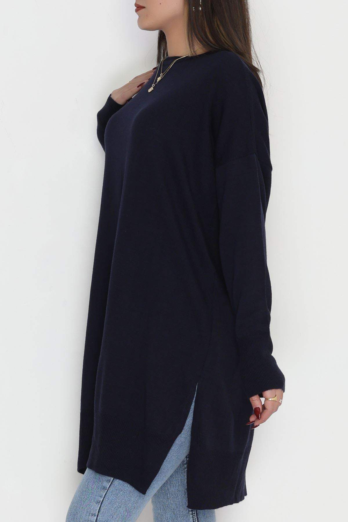 Bisiklet Yaka Triko Lacivert - 42735.1766.