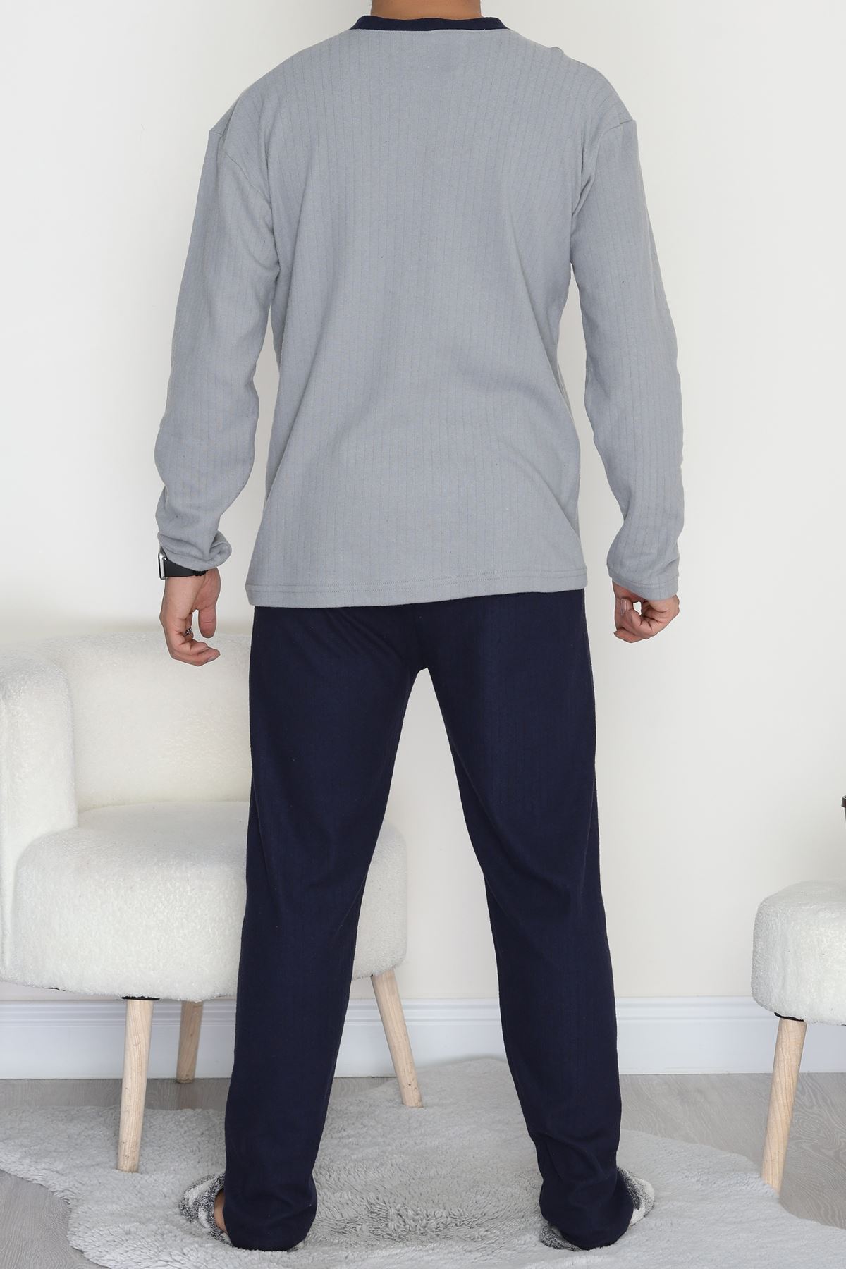 Yakası Düğmeli İnterlok Erkek Pijama Takımı Boyalıgri - 52078.1050.