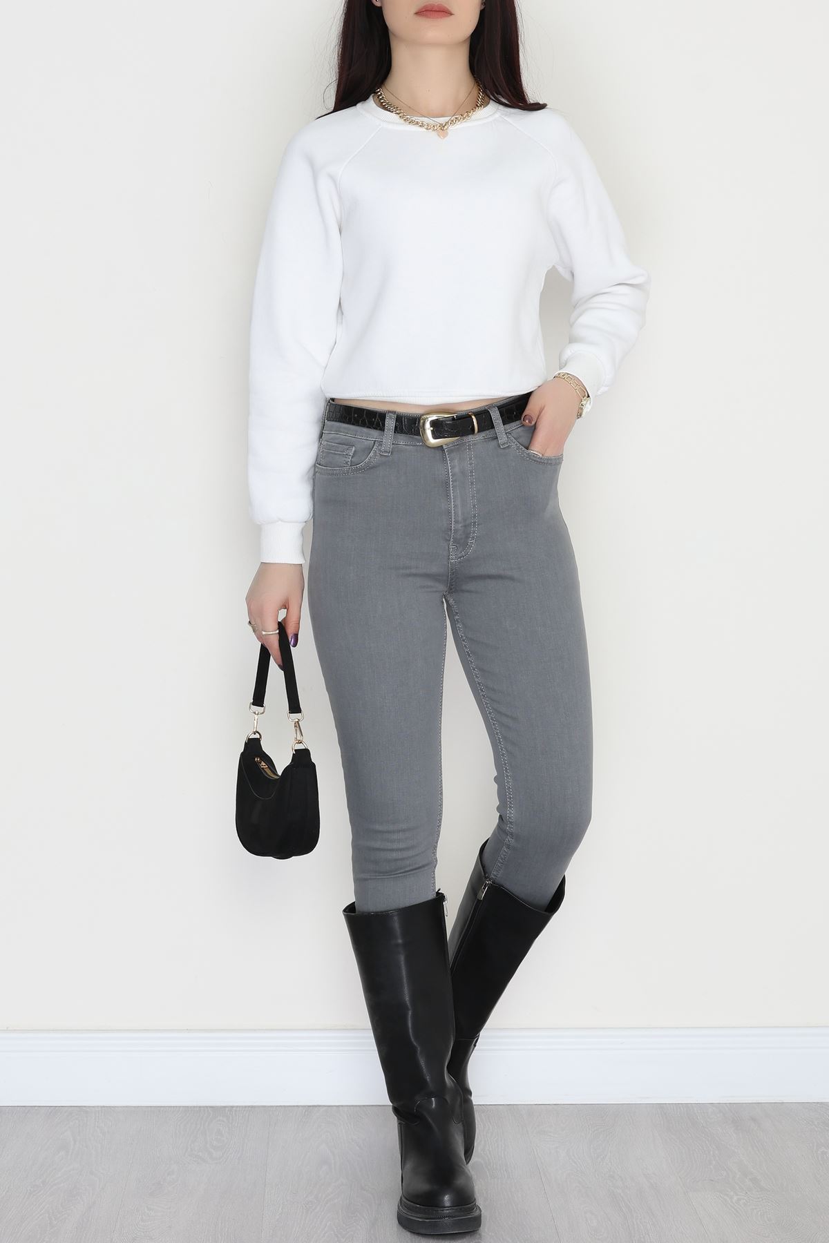 Dar Paça Kot Pantolon Açıkgri - 42683.1836.