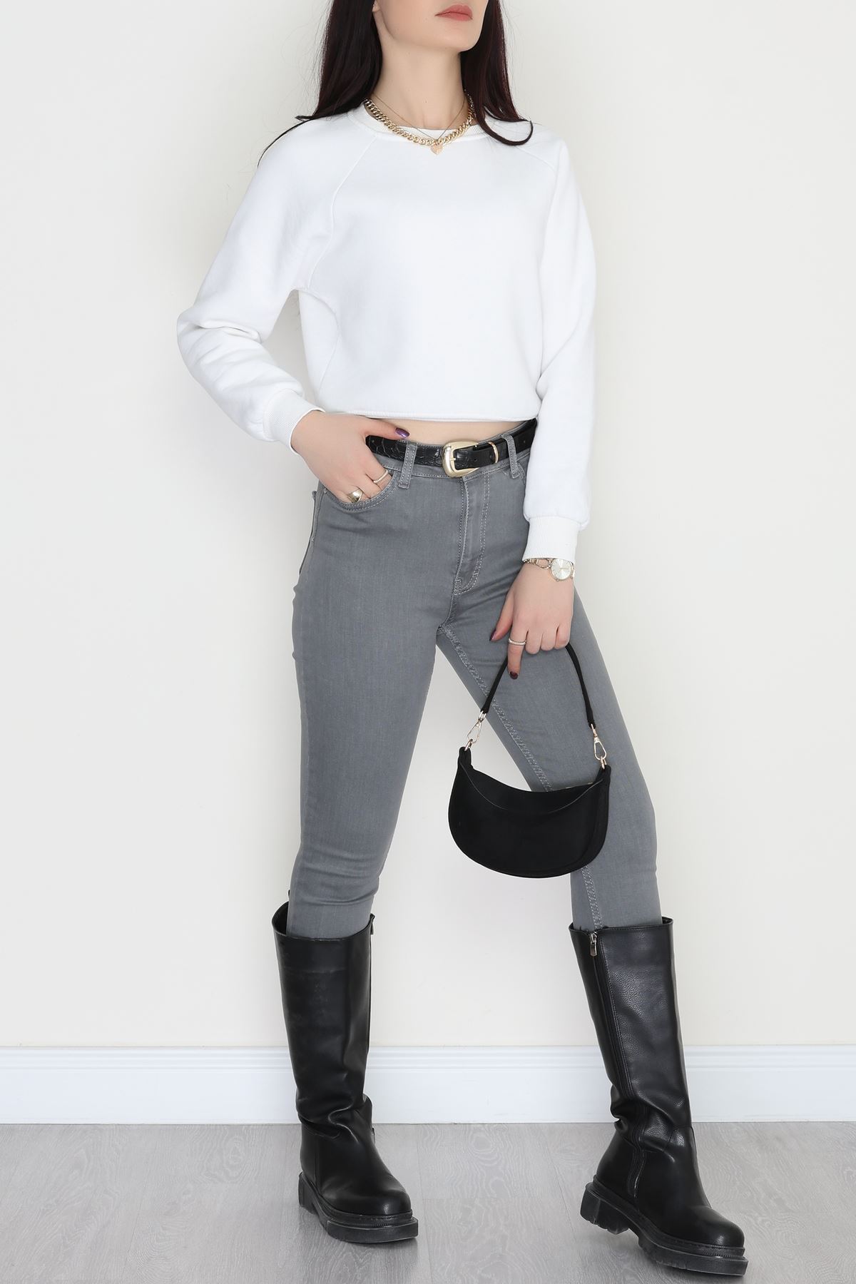 Dar Paça Kot Pantolon Açıkgri - 42683.1836.