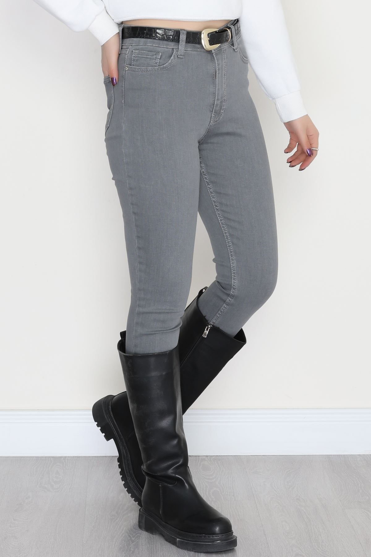 Dar Paça Kot Pantolon Açıkgri - 42683.1836.