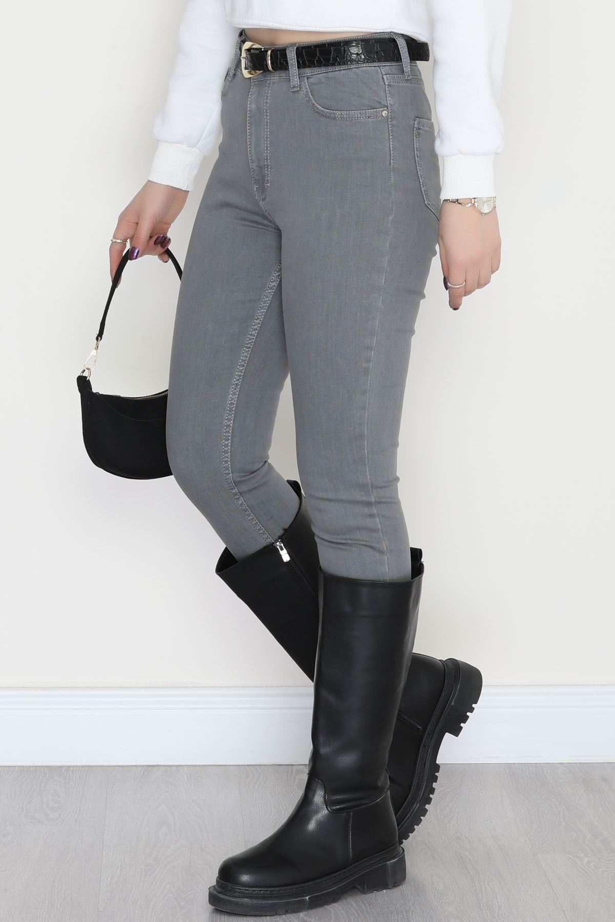 Dar Paça Kot Pantolon Açıkgri - 42683.1836.