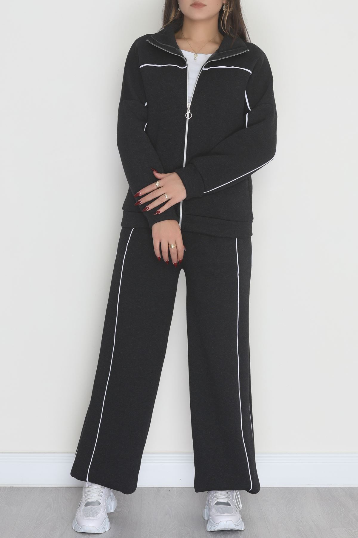 3 İplik Şardonlu Biyeli Fermuarlı Takım Füme - 52031.1857.