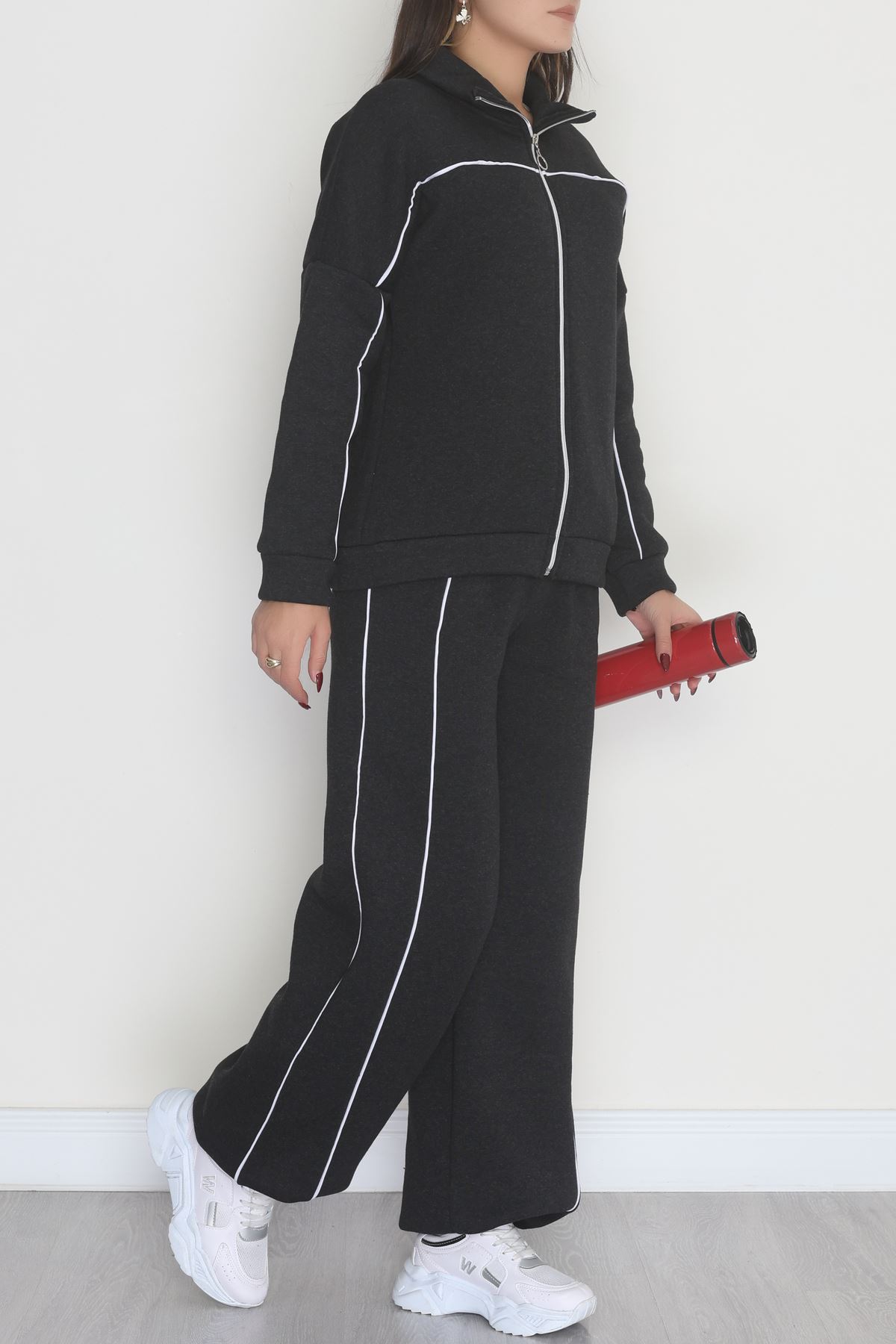 3 İplik Şardonlu Biyeli Fermuarlı Takım Füme - 52031.1857.