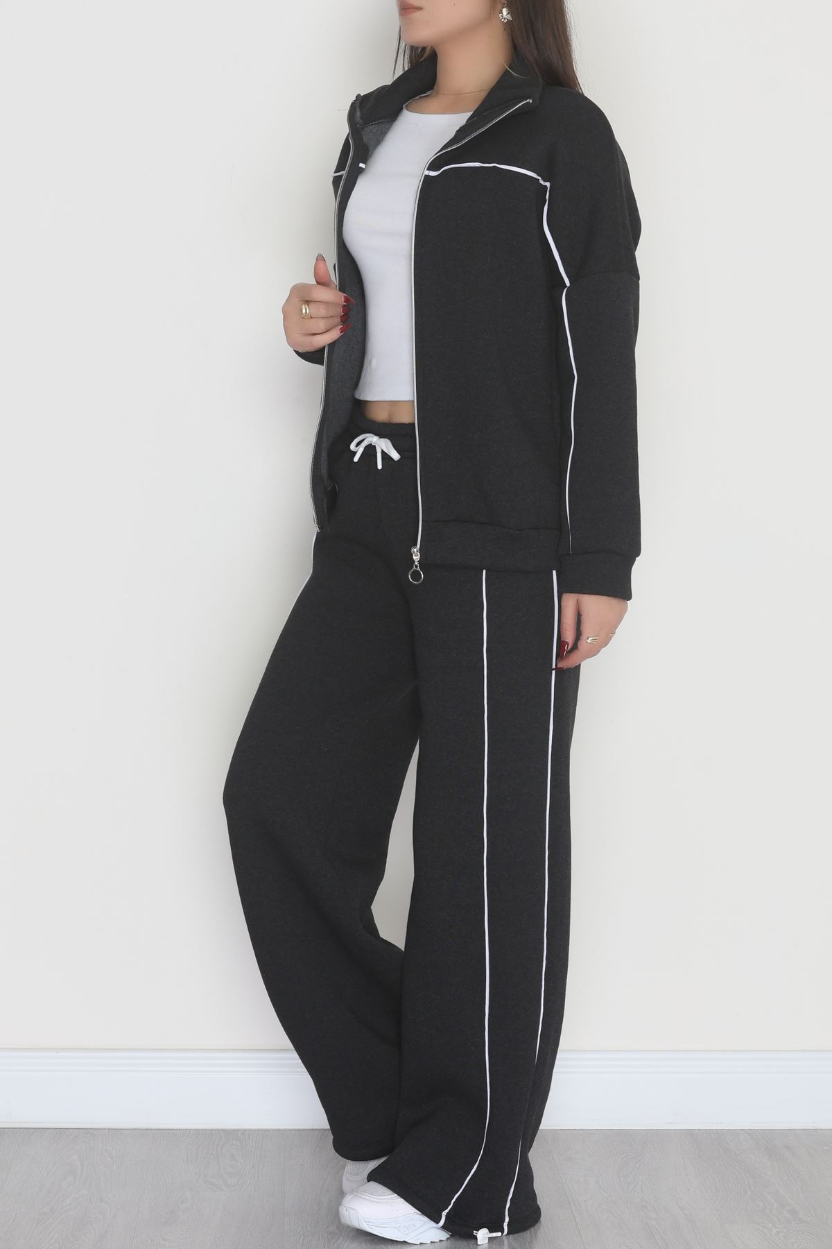 3 İplik Şardonlu Biyeli Fermuarlı Takım Füme - 52031.1857.