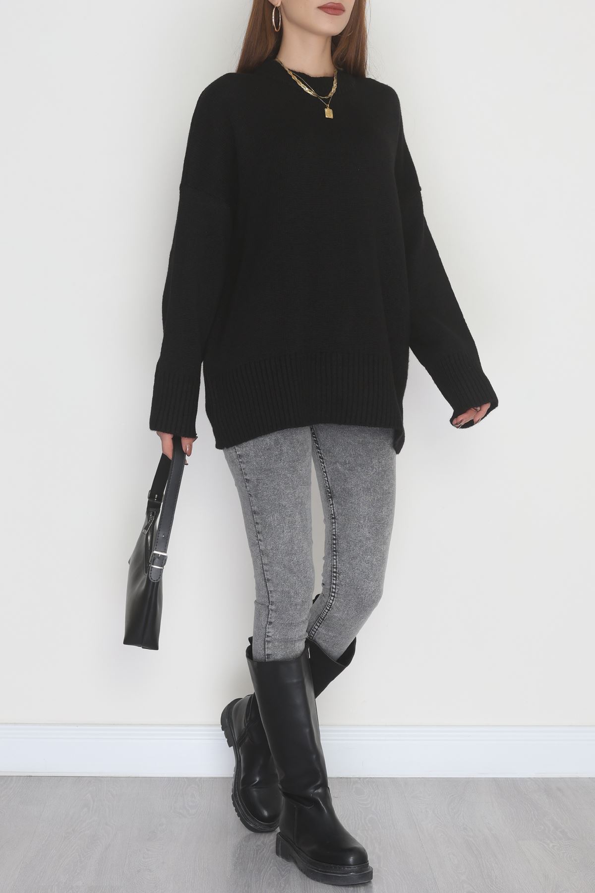 Yumuşak Dokulu Triko Kazak Siyah - 51048.1765.