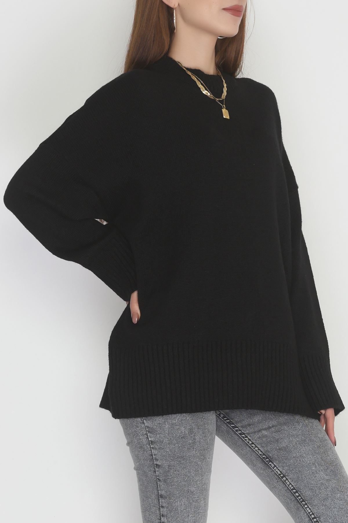 Yumuşak Dokulu Triko Kazak Siyah - 51048.1765.