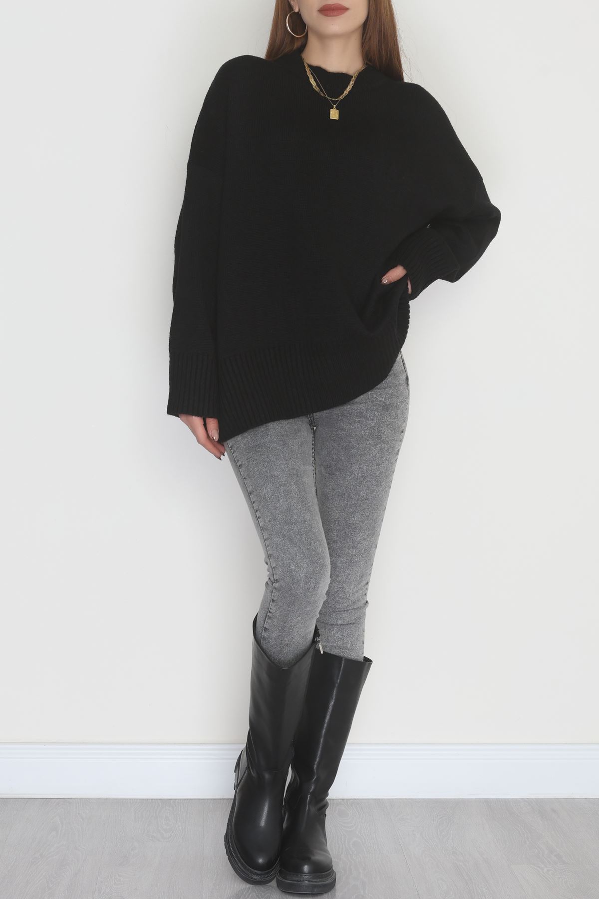 Yumuşak Dokulu Triko Kazak Siyah - 51048.1765.