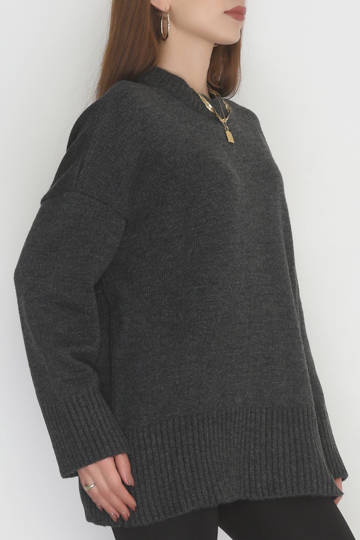 Yumuşak Dokulu Triko Kazak Antrasit - 51048.1765.