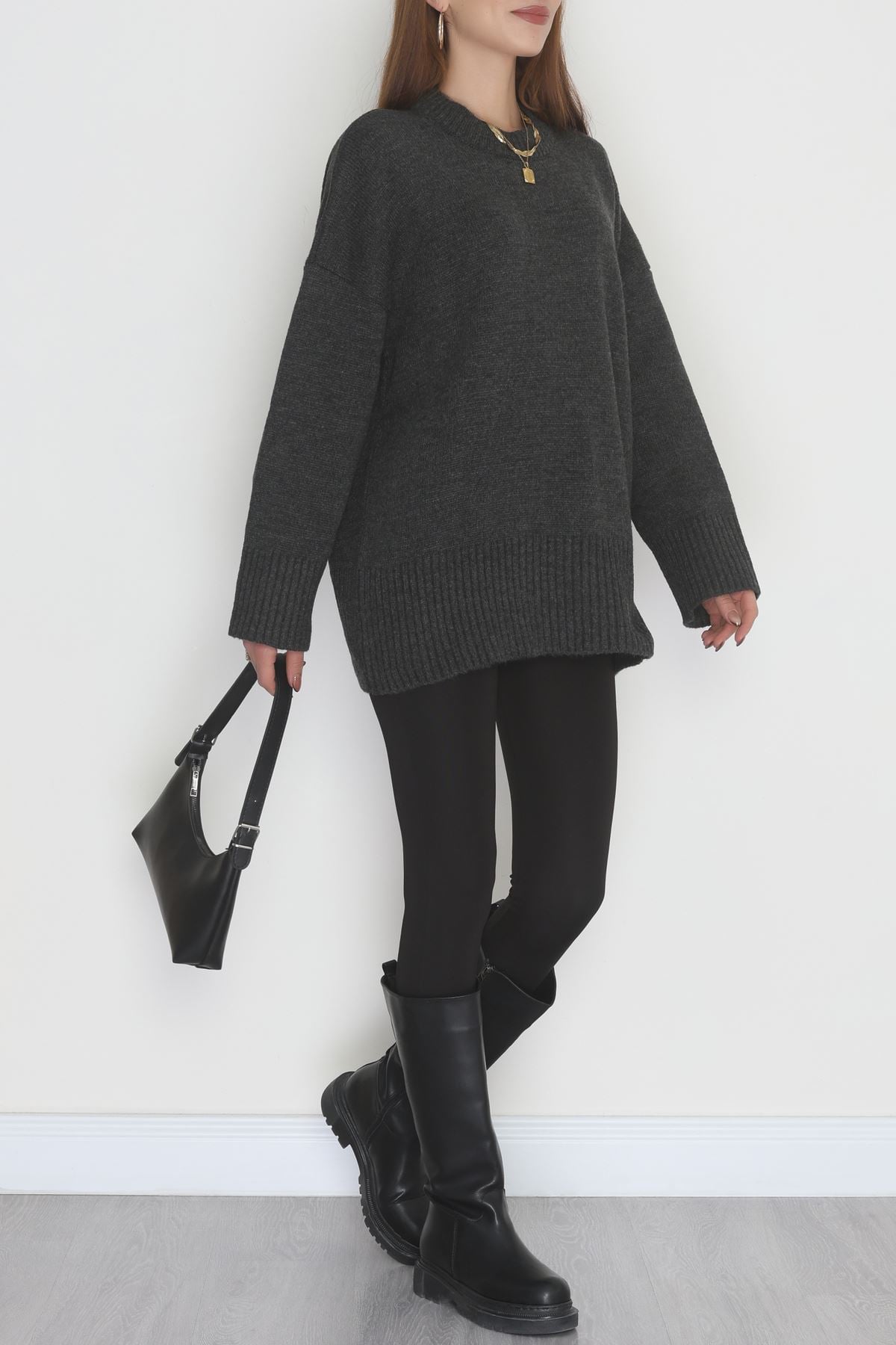 Yumuşak Dokulu Triko Kazak Antrasit - 51048.1765.