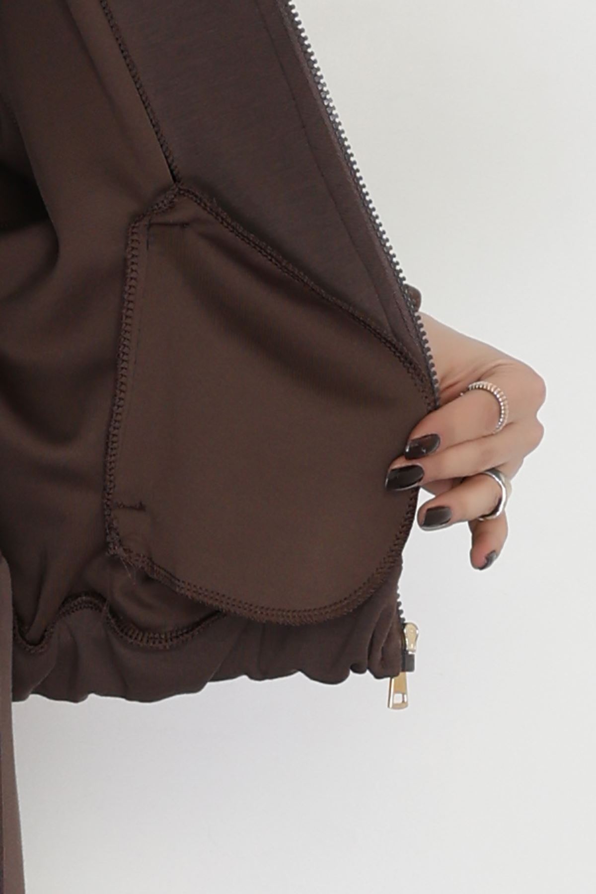 Fermuarlı Modal Ceketli Takım Acıkahve - 4097.1247.