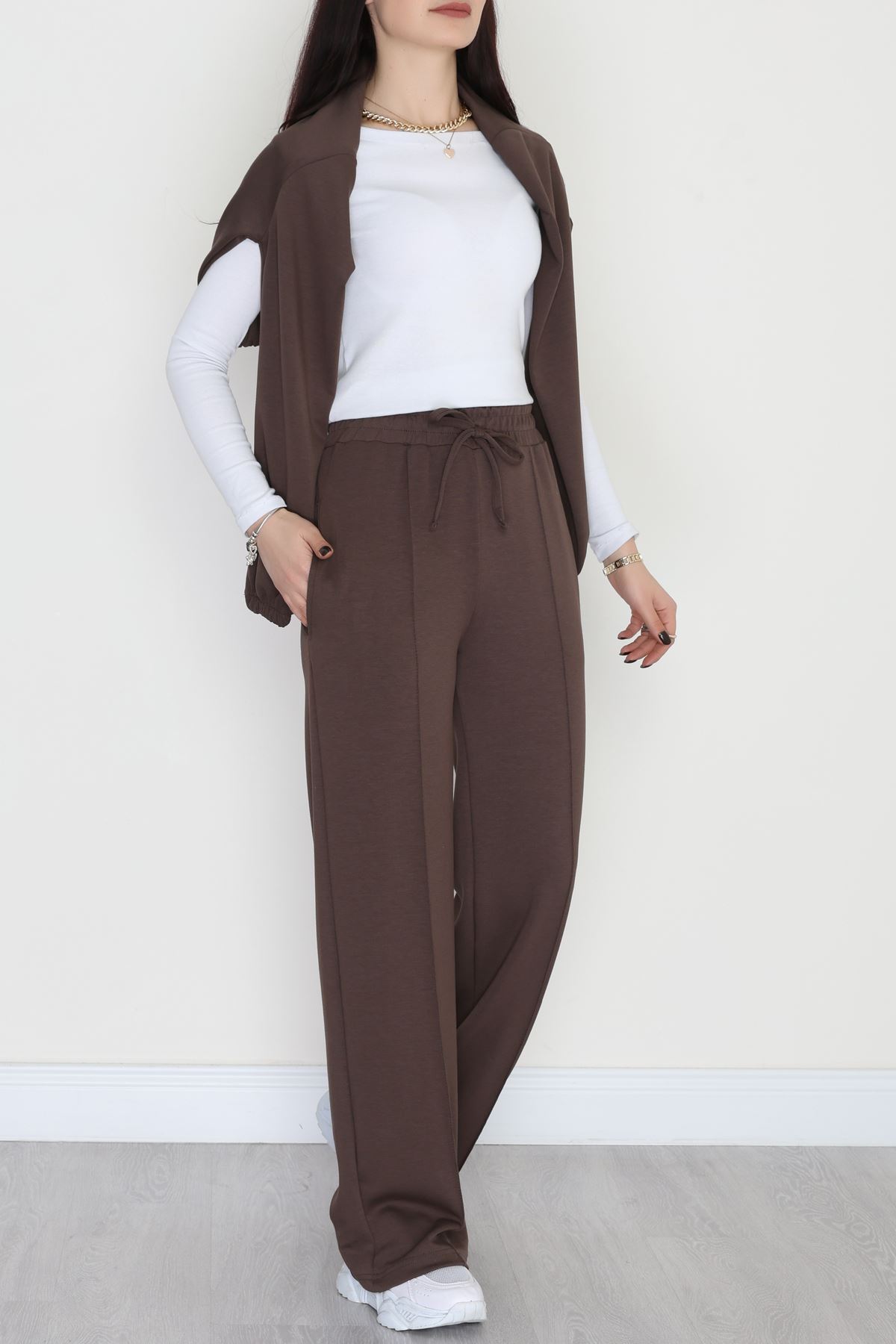 Fermuarlı Modal Ceketli Takım Acıkahve - 4097.1247.