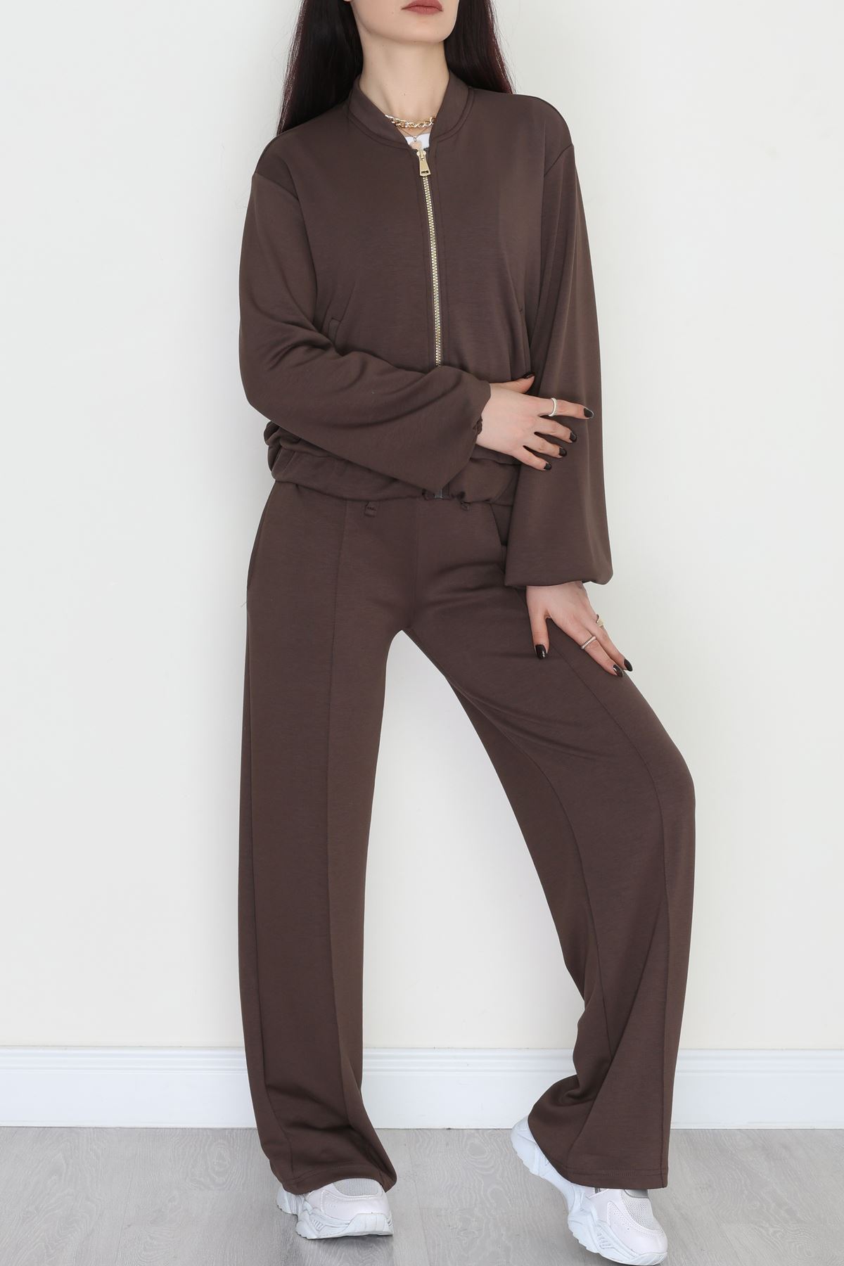 Fermuarlı Modal Ceketli Takım Acıkahve - 4097.1247.