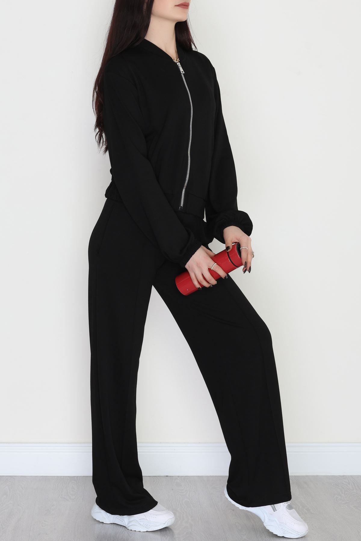 Fermuarlı Modal Ceketli Takım Siyah - 4097.1247.