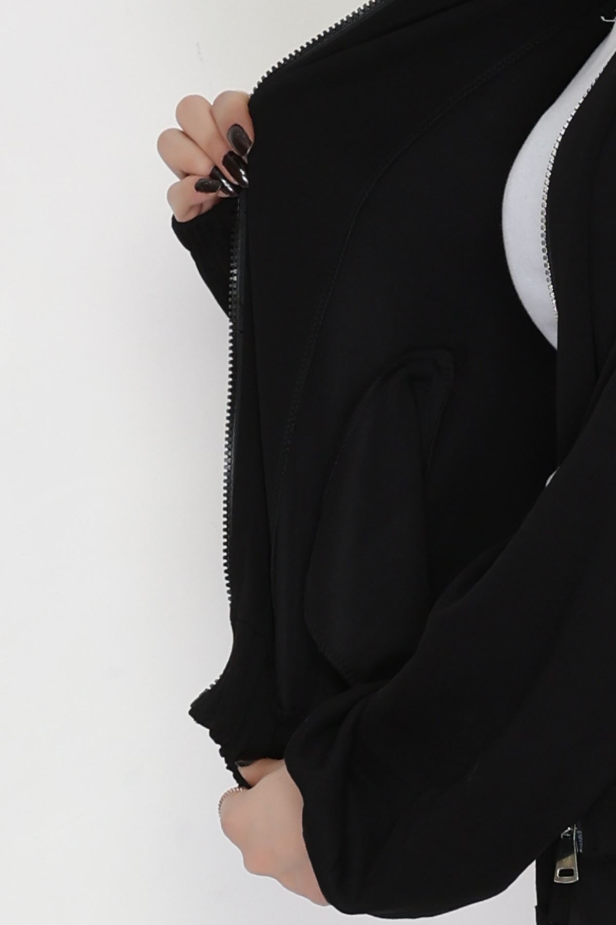 Fermuarlı Modal Ceketli Takım Siyah - 4097.1247.