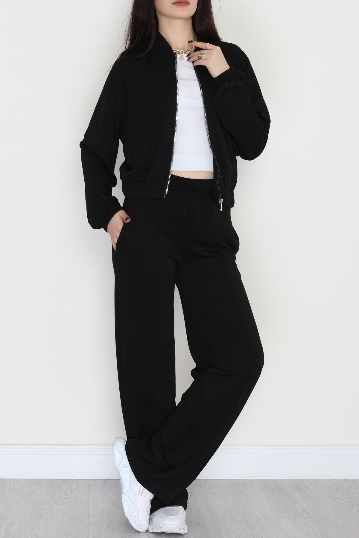 Fermuarlı Modal Ceketli Takım Siyah - 4097.1247.