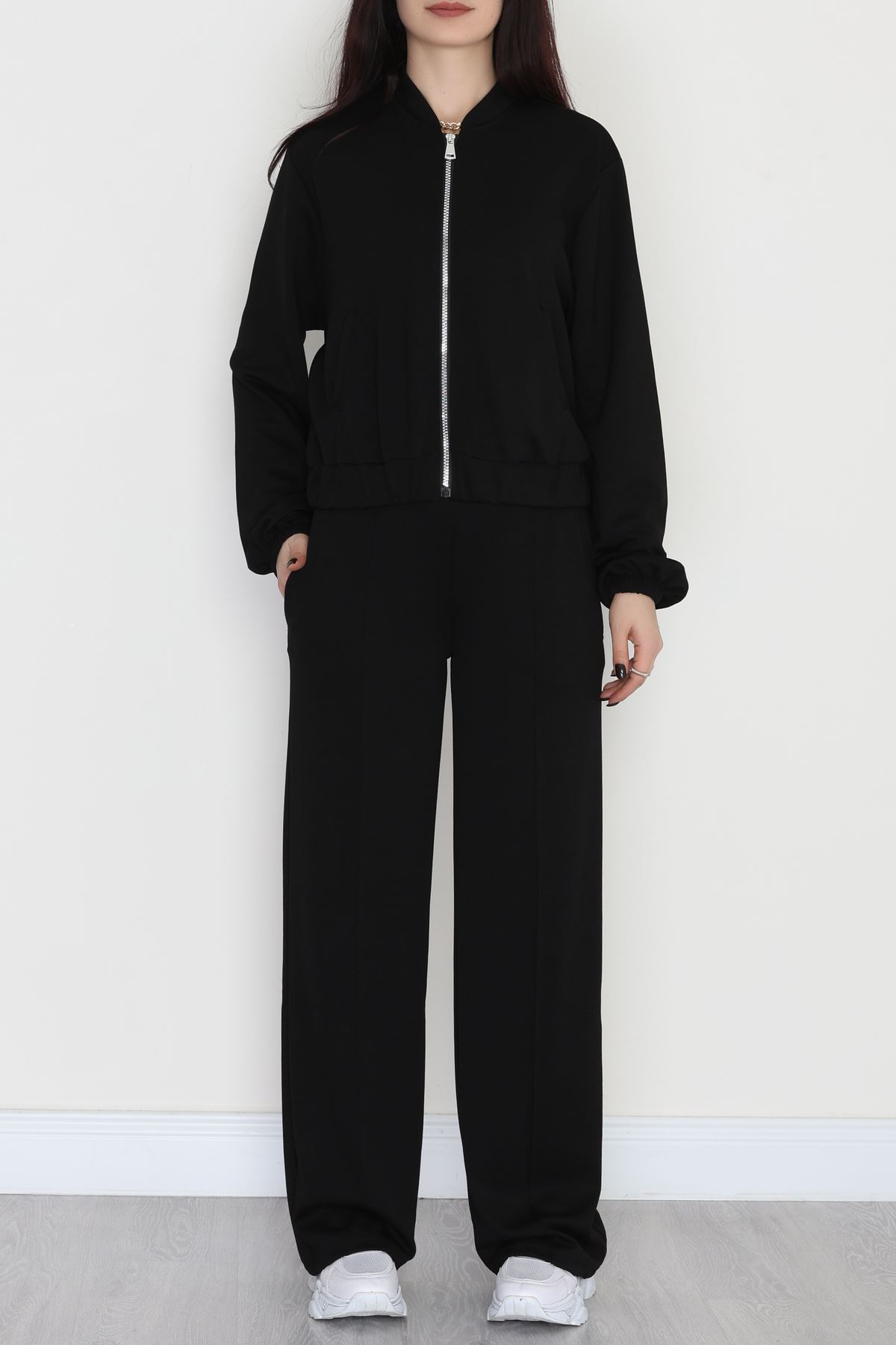 Fermuarlı Modal Ceketli Takım Siyah - 4097.1247.