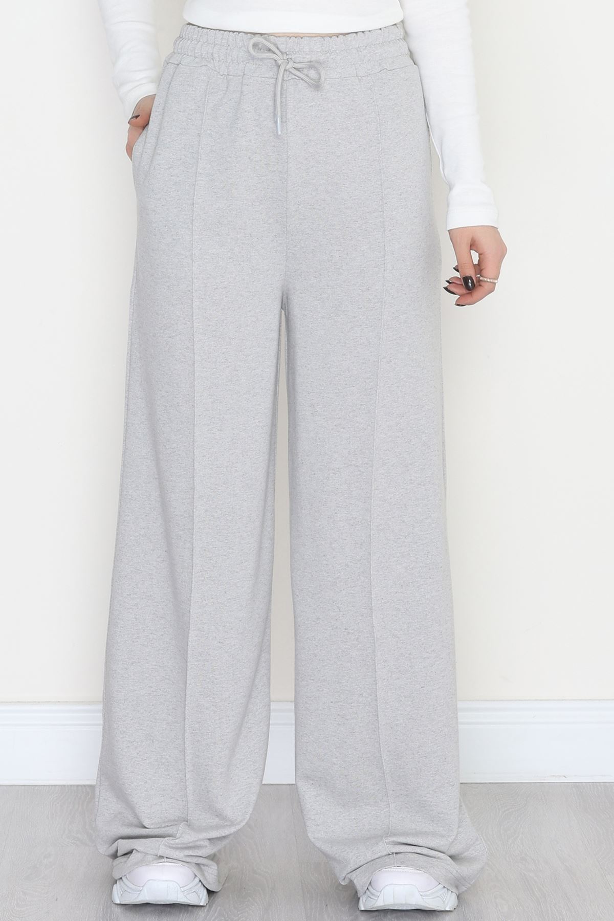 2 İplik Çımalı Eşofman Altı Gri - 52026.1857.