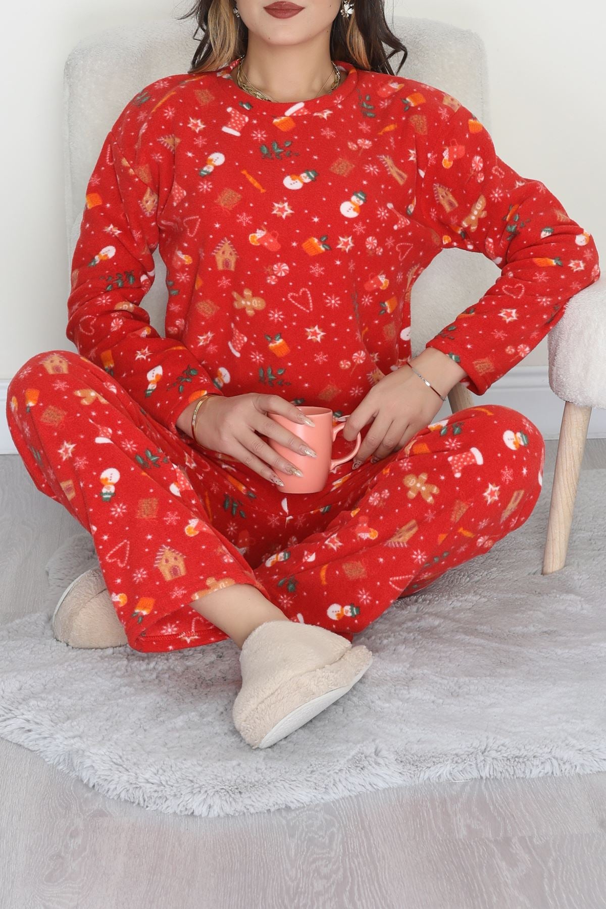 Polar Alt Üst Aynı Pijama Takımı Kırmızıyılbaşı - 168.1287.