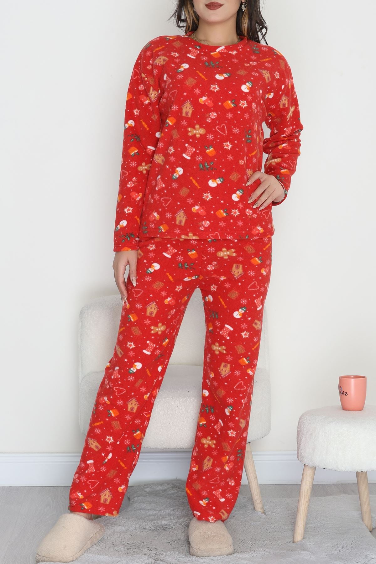 Polar Alt Üst Aynı Pijama Takımı Kırmızıyılbaşı - 168.1287.