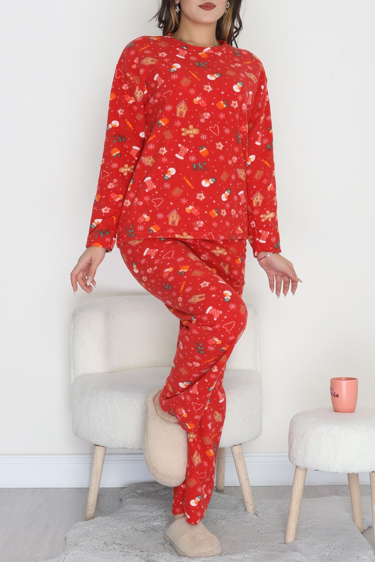 Polar Alt Üst Aynı Pijama Takımı Kırmızıyılbaşı - 168.1287.