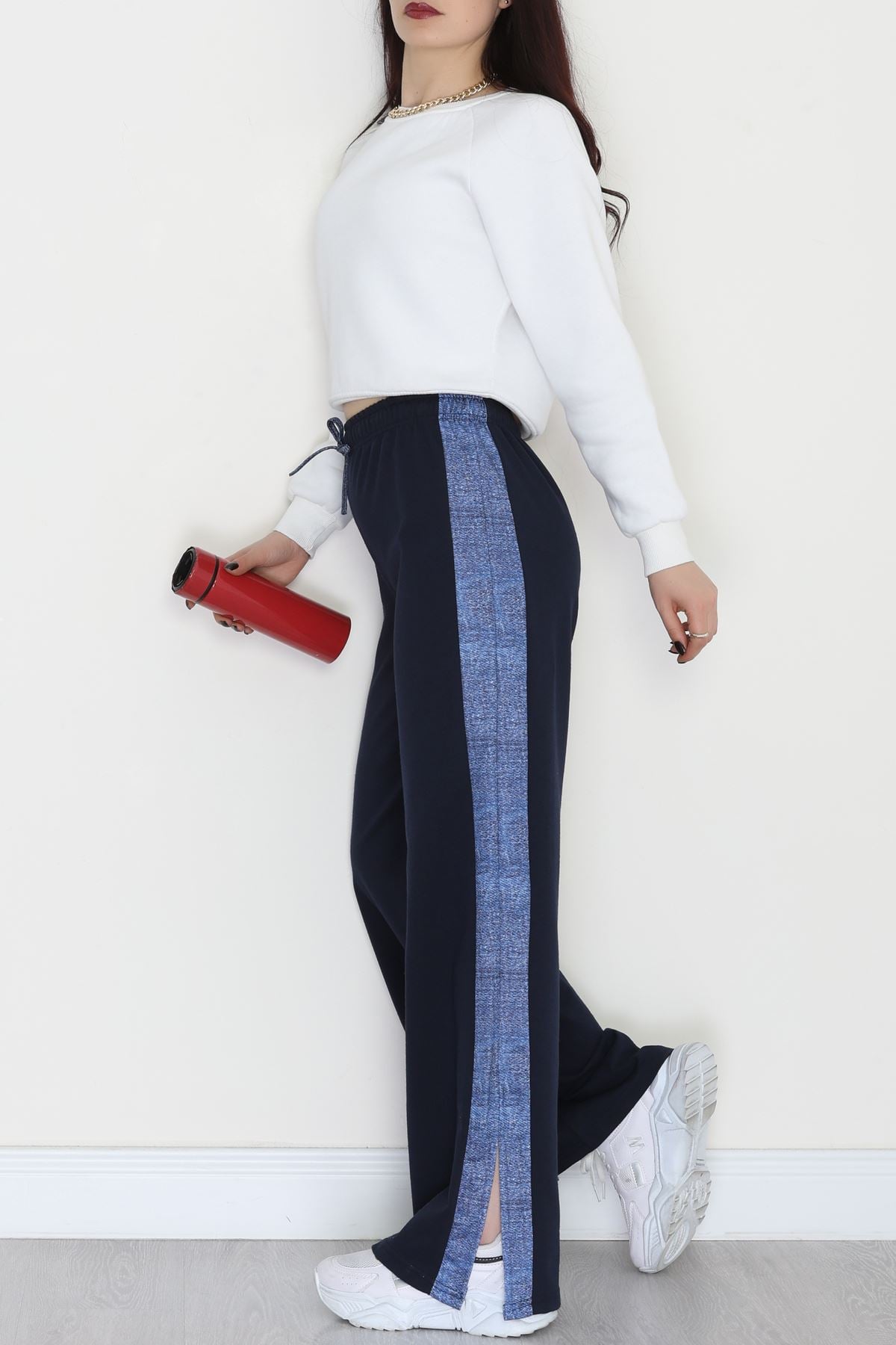 Kot Garnili Yırtmaçlı Eşofman Altı Lacivert - 30095.1857.