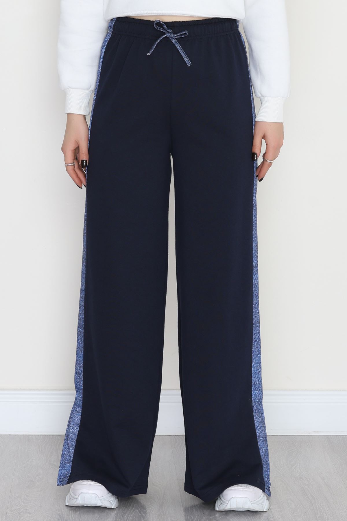 Kot Garnili Yırtmaçlı Eşofman Altı Lacivert - 30095.1857.