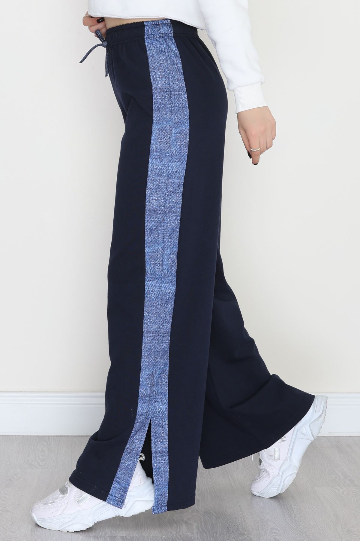 Kot Garnili Yırtmaçlı Eşofman Altı Lacivert - 30095.1857.