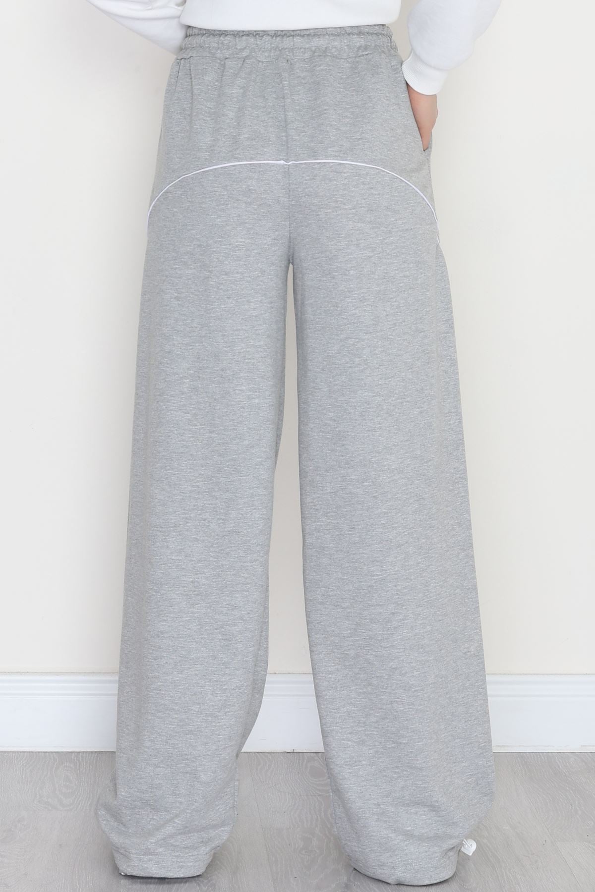 Paça Stoperli 2 İplik Eşofman Altı Gri - 50058.1857.