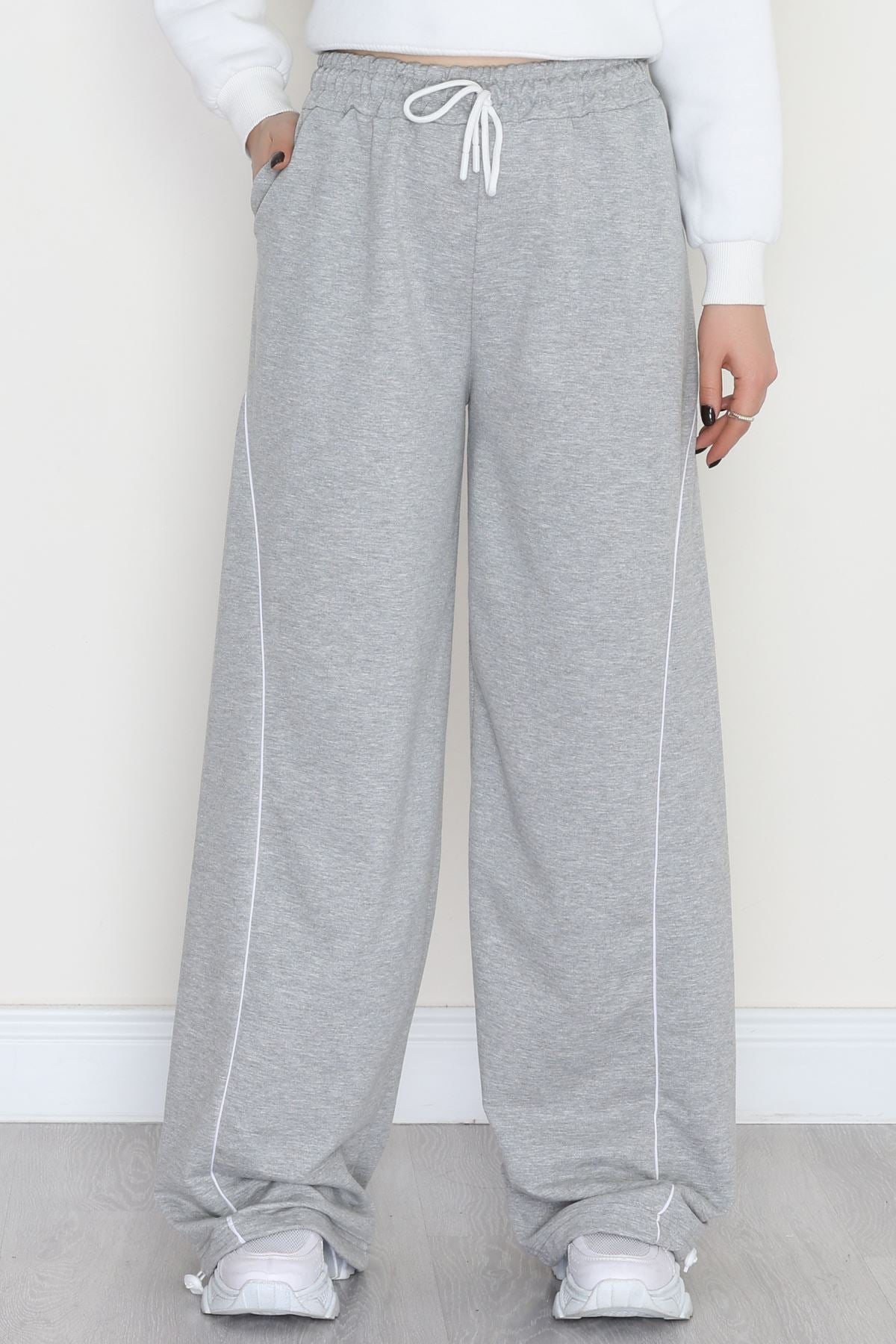 Paça Stoperli 2 İplik Eşofman Altı Gri - 50058.1857.