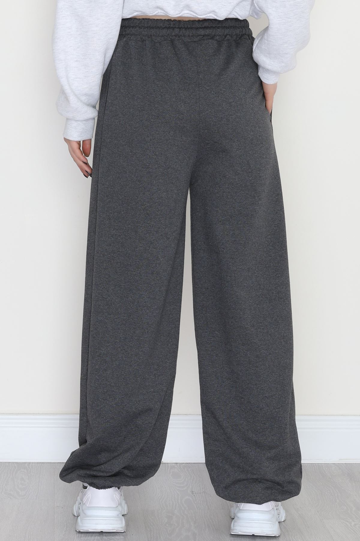 Paça Lastikli 2 İplik Pileli Eşofman Altı Füme - 52008.1857.